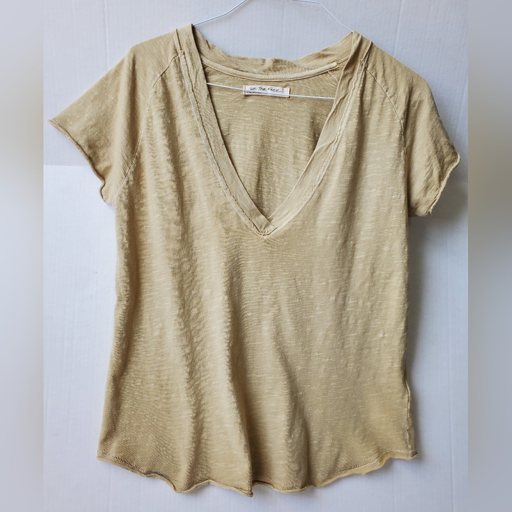 We the Free Women's V-neck Top Olivey-Beige Top Sz XL